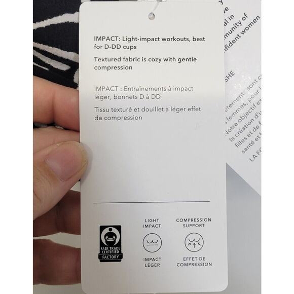 Athleta Black & White Floral Solace Textured Strappy Sports Bra Size 3X D-DD NWT - Picture 6 of 7